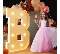 Letra de marquesina iluminada con luz cálida, luces LED grandes del alfabeto, control remoto, decoración romántica para boda, San Valentín, cumpleaños, 100 cm, B