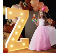 Letra de marquesina iluminada con luz cálida, luces LED grandes del alfabeto, control remoto, decoración romántica para boda, San Valentín, cumpleaños, 100 cm, Z