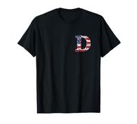 Letra de Monograma Familiar patriótica de la Bandera Estadounidense Inicial D Camiseta