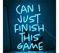 Letra de neón de juego con letra, luz de neón para decoración de sala de juegos, juego LED, letrero de neón para adolescentes, zona de juego, decoración de pared, USB, azul (¿Puedo terminar este juego