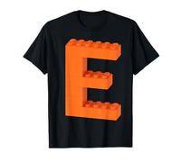 Letra E Alfabeto Monograma Inicial ABC Building Ladrillos Camiseta
