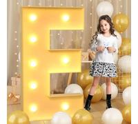 Letra E gigante con luz LED de 120cm-4ft, letrero de marquesina de mosaico iluminado, lámparas de letras LED para el día de San Valentín, cumpleaños, Navidad, Año Nuevo