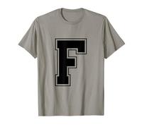 Letra F Big Bold Capital Varsity Alfabeto Monograma Camiseta