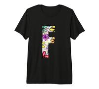 Letra Floral F Colorido diseño del Alfabeto de Margaritas Camiseta Premium