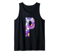 Letra Floral P Colorido Alfabeto Arte Camiseta sin Mangas