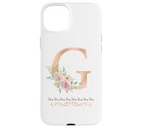 Letra "G" para mujer con inicial, acuarela, rosa polvoriento, flor rosa Carcasa para iPhone 15 Plus
