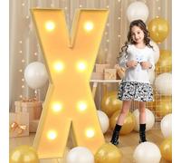 Letra gigante LED de 120 cm - 4 pies iluminada X, letrero de marquesina de mosaico iluminado, lámparas de letras LED para San Valentín, cumpleaños, Navidad, Año Nuevo