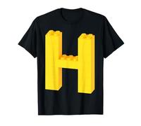 Letra H Alfabeto Monograma Inicial ABC Building Ladrillos Camiseta