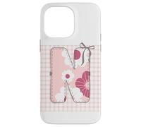 Letra Inicial 'N' Patchwork Rosa Costura Floral Costura Carcasa para iPhone 14 Pro MAX