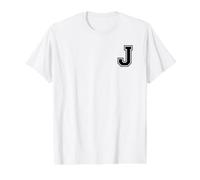 Letra J Estilo Universitario Cool Camiseta gráfica económica, Hombre, Blanco, L