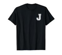Letra J Estilo Universitario Cool Camiseta gráfica económica, Hombre, Negro, L