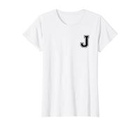 Letra J Estilo Universitario Cool Camiseta gráfica económica, Mujer, Blanco, L