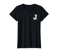 Letra J Estilo Universitario Cool Camiseta gráfica económica, Mujer, Negro, L