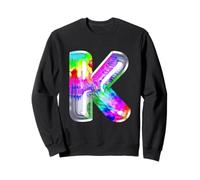 Letra K Bold Rainbow Inicial Art Tie Dye Sudadera