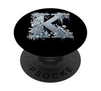 Letra K Icy Winter Floral Fantasy PopSockets PopGrip Adhesivo