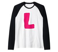 Letra L Alfabeto a Camiseta Manga Raglan