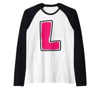 Letra L Alfabeto a Camiseta Manga Raglan