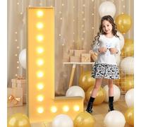 Letra L gigante con luz LED de 120 cm, letrero iluminado con mosaico, lámparas LED para el día de San Valentín, cumpleaños, Navidad, Año Nuevo