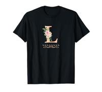 Letra "L" para mujer con inicial, acuarela, rosa polvoriento, flor rosa Camiseta