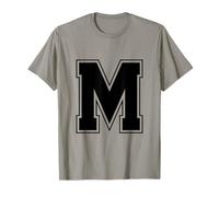 Letra M Big Bold Capital Varsity Alfabeto Monograma Camiseta