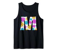 Letra M Floral Daisy Retro Alfabeto Gráfi Camiseta sin Mangas