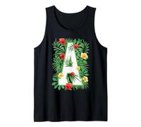 Letra mayúscula A Alfabeto Monograma Inicial Jardinero Flor Camiseta sin Mangas