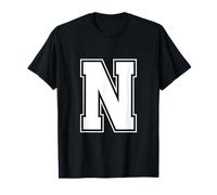 Letra N Big Bold Capital Varsity Alfabeto Monograma Camiseta