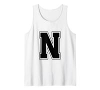 Letra N Big Bold Capital Varsity Alfabeto Monograma Camiseta sin Mangas
