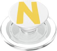 Letra N Grande y Negrita en Amarillo PopSockets PopGrip para MagSafe
