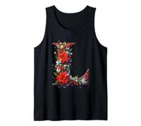 Letra navideña en L Holiday Poinsettia Joy Camiseta sin Mangas
