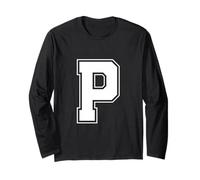 Letra P Big Bold Capital Varsity Alfabeto Monograma Manga Larga