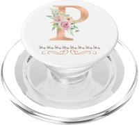 Letra "P" para mujer con inicial, acuarela, rosa polvoriento, flor rosa PopSockets PopGrip para MagSafe