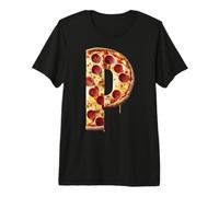 Letra P Pizza Nombre Inicial Fiesta Cumpleaños Queso a Juego Camiseta Premium