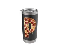 Letra P Pizza Nombre Inicial Fiesta Cumpleaños Queso a juego Vaso térmico de acero inoxidable de doble pared