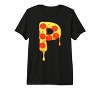 Letra P Pizza Nombre Inicial Niños Fiesta Cumpleaños Diversión a Juego Camiseta Premium