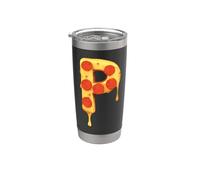Letra P Pizza Nombre inicial Niños Fiesta Cumpleaños Diversión a juego Vaso térmico de acero inoxidable de doble pared