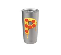 Letra P Pizza Nombre inicial Niños Fiesta Cumpleaños Diversión a juego Vaso térmico de acero inoxidable de doble pared