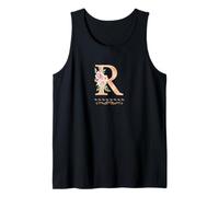 Letra "R" para mujer con inicial, acuarela, rosa polvoriento, flor rosa Camiseta sin Mangas
