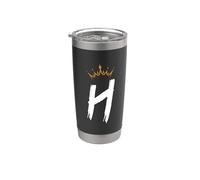 Letra Reina Rey H - Letra favorita con alfabeto de corona Vaso térmico de acero inoxidable de doble pared
