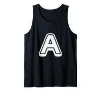 Letra Retro Negrita Blanca - A - Diseño de Contorno - Alfabeto Camiseta sin Mangas