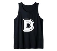 Letra Retro Negrita Blanca - D - Diseño de Contorno - Alfabeto Camiseta sin Mangas