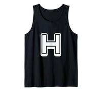 Letra Retro Negrita Blanca - H - Diseño de Contorno - Alfabeto Camiseta sin Mangas