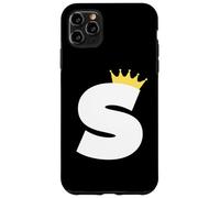Letra S mayúscula Alfabeto Monograma Inicial Rey Reina Corona Carcasa para iPhone 11 Pro MAX