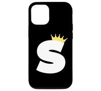 Letra S mayúscula Alfabeto Monograma Inicial Rey Reina Corona Carcasa para iPhone 12/12 Pro