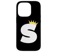 Letra S mayúscula Alfabeto Monograma Inicial Rey Reina Corona Carcasa para iPhone 14 Pro