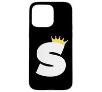 Letra S mayúscula Alfabeto Monograma Inicial Rey Reina Corona Carcasa para iPhone 15 Pro MAX