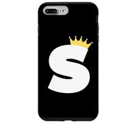 Letra S mayúscula Alfabeto Monograma Inicial Rey Reina Corona Carcasa para iPhone 7 Plus/8 Plus