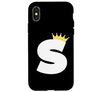 Letra S mayúscula Alfabeto Monograma Inicial Rey Reina Corona Carcasa para iPhone X/XS