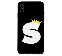 Letra S mayúscula Alfabeto Monograma Inicial Rey Reina Corona Carcasa para iPhone XS MAX