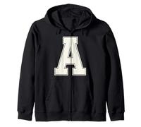 Letra universitaria A monograma Varsity Block alfabeto inicial Sudadera con Capucha